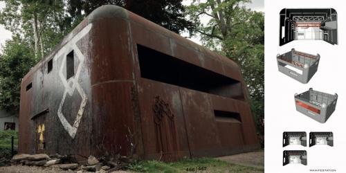 "Bunker de la Demeure du Chaos", Sculpture monumentale (11 x 11 x 5,50 m), œuvre collective créée pour la triennale La Force de L’Art (Paris) par Mathieu Briand et thierry Ehrmann.