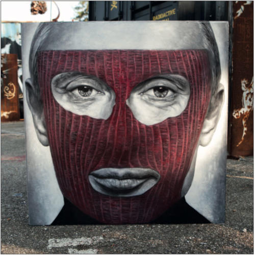 Vladimir Poutine avec le masque des Pussy Riot